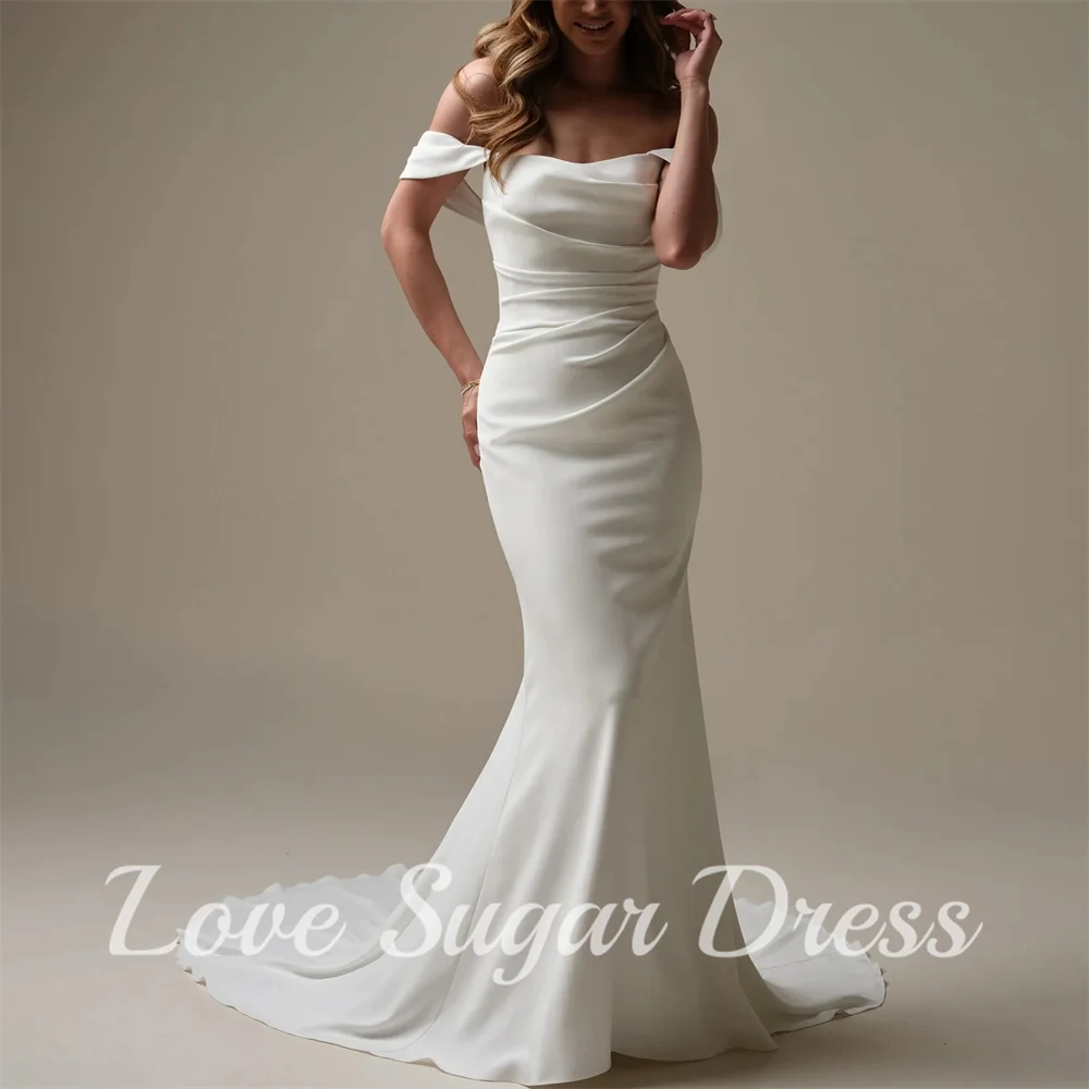 Elegant Off Shoulder Wedding Dresses Mermaid Long Train Bridal Gowns V Neck Pleated Back Button Bride Dress vestidos para mujer
Elegant Off Shoulder Wedding Dresses Mermaid Long Train Bridal Gowns V Neck Pleated Back Button Bride Dress vestidos para mujer