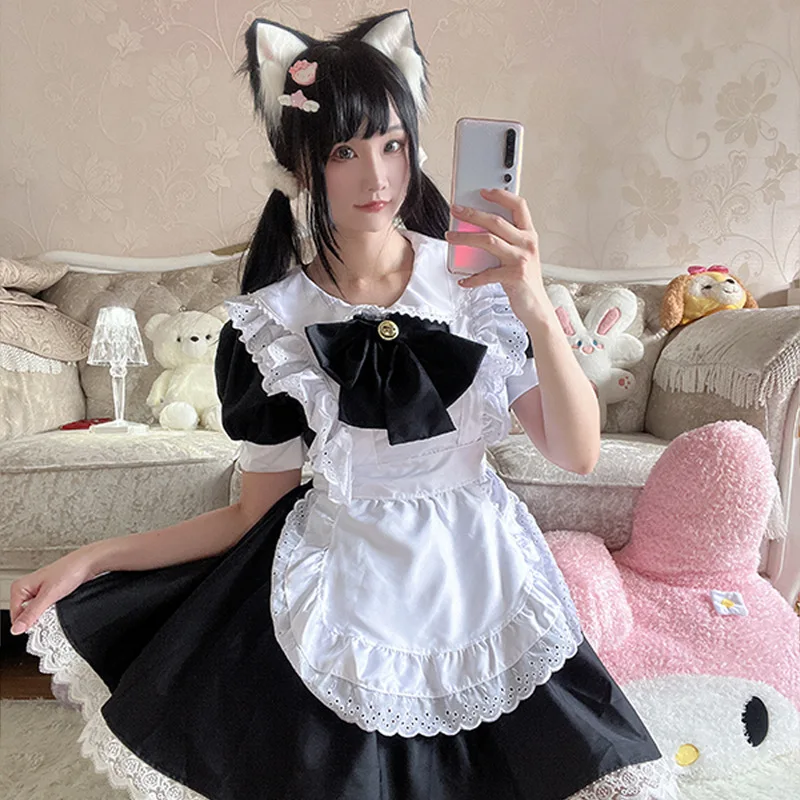 Gothic Cat Maid Dress, Anime Black & White Lolita Uniform with Cat Ears, Halloween Role Play Costume for Women
Gothic Cat Maid Dress, Anime Black & White Lolita Uniform with Cat Ears, Halloween Role Play Costume for Women