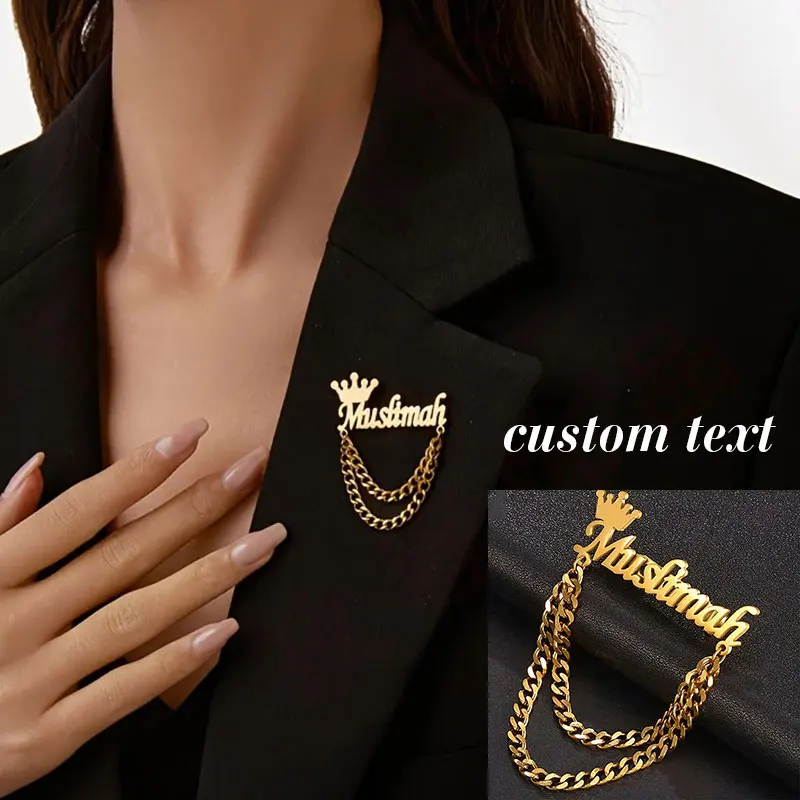Personalized Custom Name Chain Crown Brooch Luxurious Stainless Steel Elegant Women's Jewelry Anniversaries Birthdays Gifts
Personalized Custom Name Chain Crown Brooch Luxurious Stainless Steel Elegant Women's Jewelry Anniversaries Birthdays Gifts