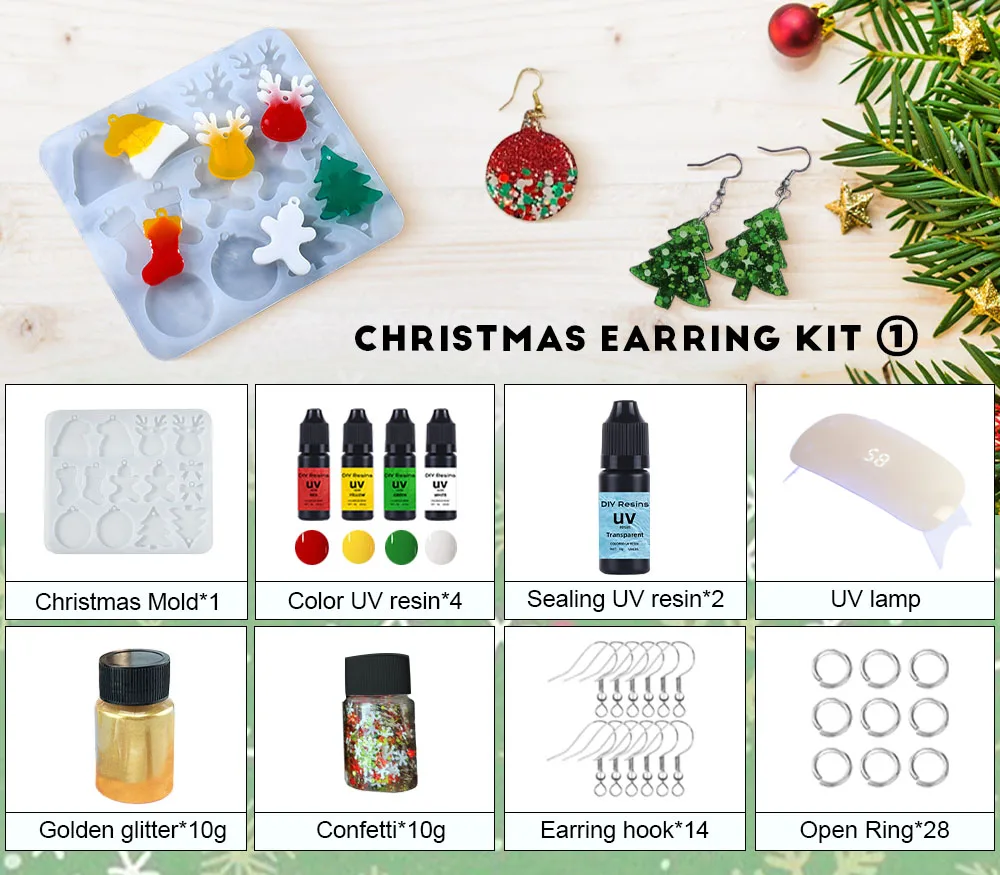 Наборы из УФ-смолы MEETCRAFTS на рождественскую тематику для изготовления ювелирных изделий с серьгами DlY
Наборы из УФ-смолы MEETCRAFTS на рождественскую тематику для изготовления ювелирных изделий с серьгами DlY