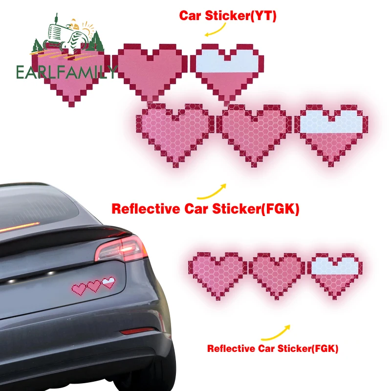 EARLFAMILY Reflective Pixel Heart Car Stickers Creative Scooter Skateboard Decals Suitable for Auto Car Decoration Accessories
EARLFAMILY Reflective Pixel Heart Car Stickers Creative Scooter Skateboard Decals Suitable for Auto Car Decoration Accessories