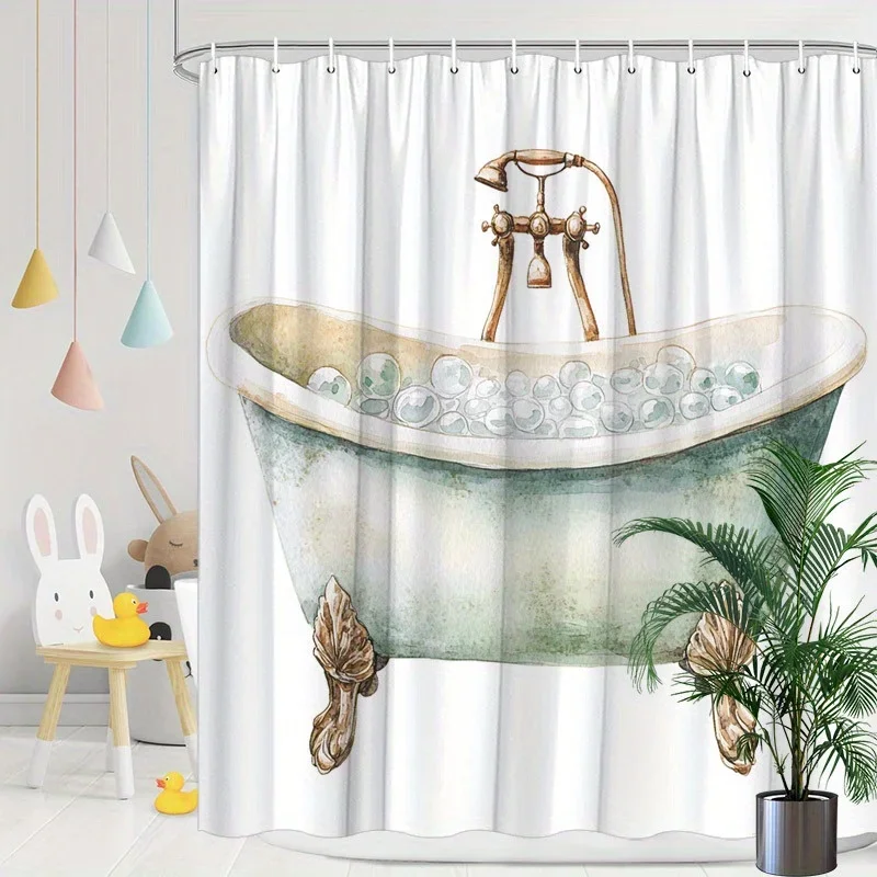 Винтажная занавеска для душа в ванне Clawfoot — пастельно-зеленый и белый цвет, дизайн с пузырьками для ванны, полиэстер, моющийся, классический декор для ванной комнаты
Винтажная занавеска для душа в ванне Clawfoot — пастельно-зеленый и белый цвет, дизайн с пузырьками для ванны, полиэстер, моющийся, классический декор для ванной комнаты