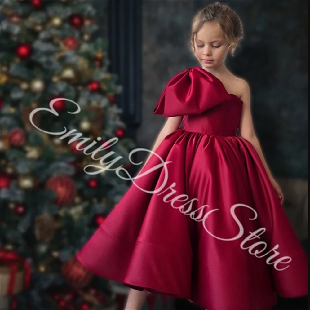 Wine Red Flower Girl Dresses For Wedding Puffy Satin One Shoulder Princess Birthday Party Ball Gowns First Communion Dress
Wine Red Flower Girl Dresses For Wedding Puffy Satin One Shoulder Princess Birthday Party Ball Gowns First Communion Dress