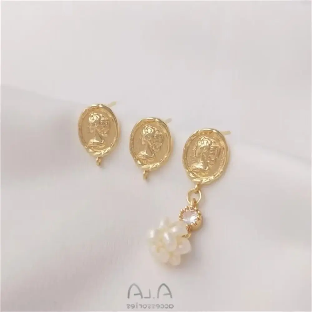 14K gold wrapped Queen's head gold coin with Earrings 925 silver needle DIY fashion retro earrings
14K gold wrapped Queen's head gold coin with Earrings 925 silver needle DIY fashion retro earrings