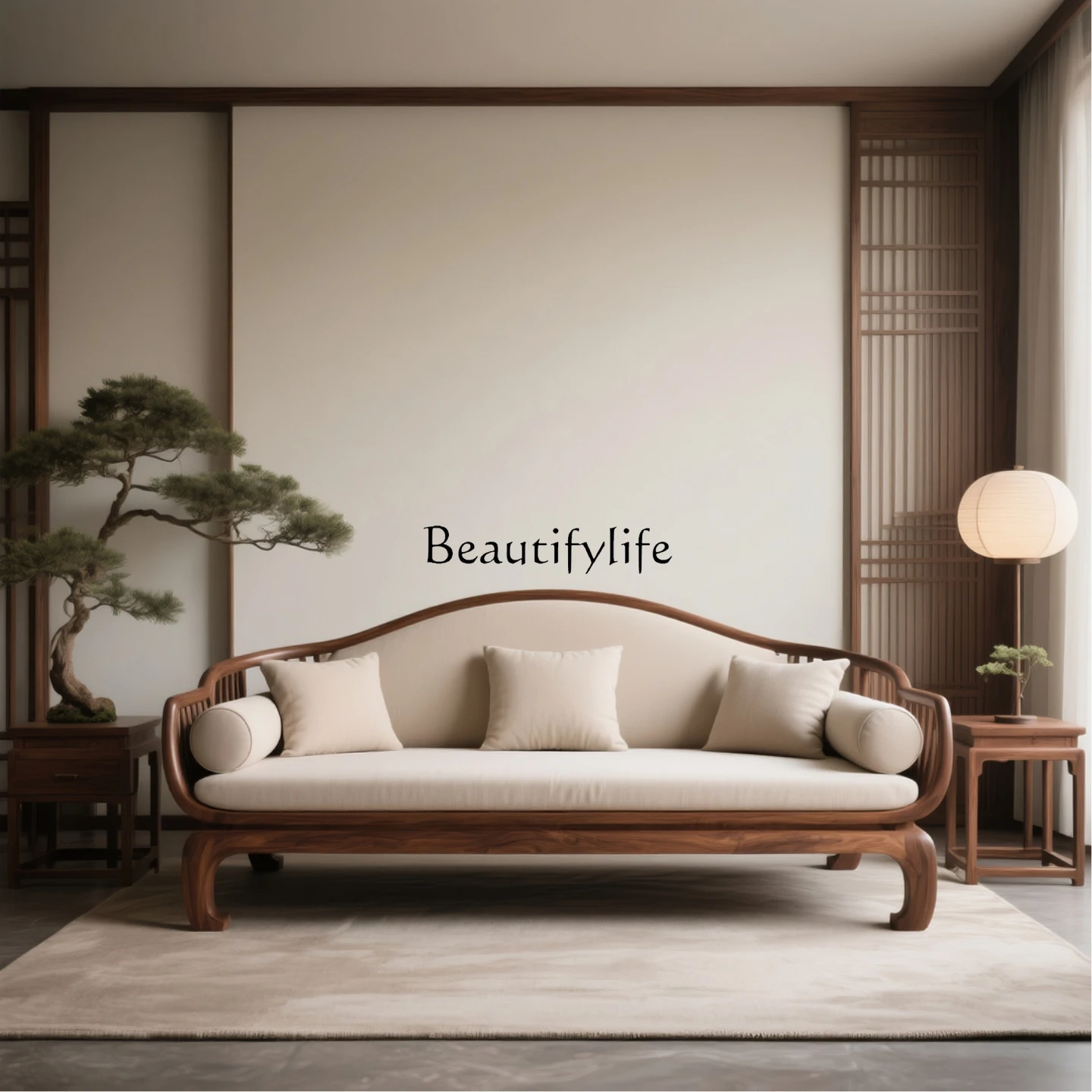 New Chinese black walnut solid wood sofa, modern simple living room straight row fabric sofa
New Chinese black walnut solid wood sofa, modern simple living room straight row fabric sofa