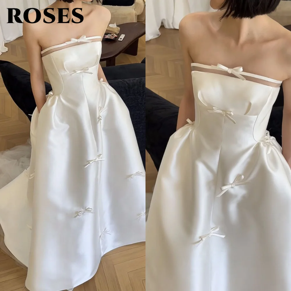 ROSES White Elegant Party Dress Strapless Satin Evening Dresses with Bow-Tie Accents High-Waisted Voluminous Gown Customized
ROSES White Elegant Party Dress Strapless Satin Evening Dresses with Bow-Tie Accents High-Waisted Voluminous Gown Customized