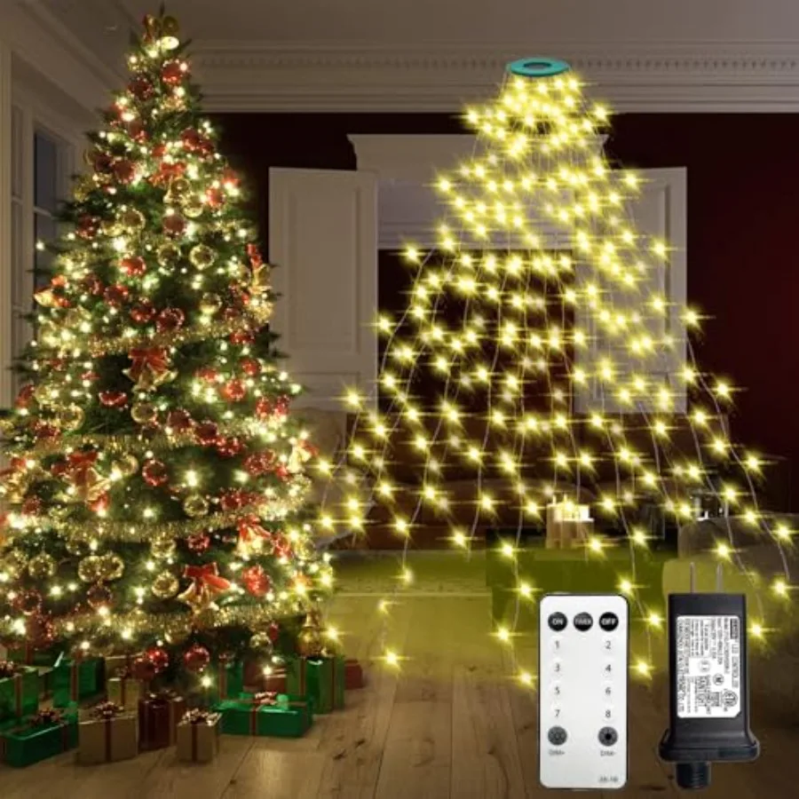 Christmas Tree Lights with Ring9.9Ft 16 Line 544 LED Green Wire Fairy Waterfall String Light Plug in Dimmable Cascading Lights
Christmas Tree Lights with Ring9.9Ft 16 Line 544 LED Green Wire Fairy Waterfall String Light Plug in Dimmable Cascading Lights