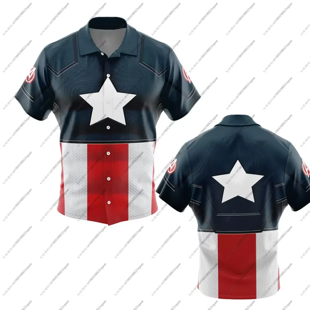 Summer Men Boys Tee Male America Casual vacation Outfits Gift Top Sportswear Marvel Button Up Hawaiian Captain Shirt MINISO 
Summer Men Boys Tee Male America Casual vacation Outfits Gift Top Sportswear Marvel Button Up Hawaiian Captain Shirt MINISO