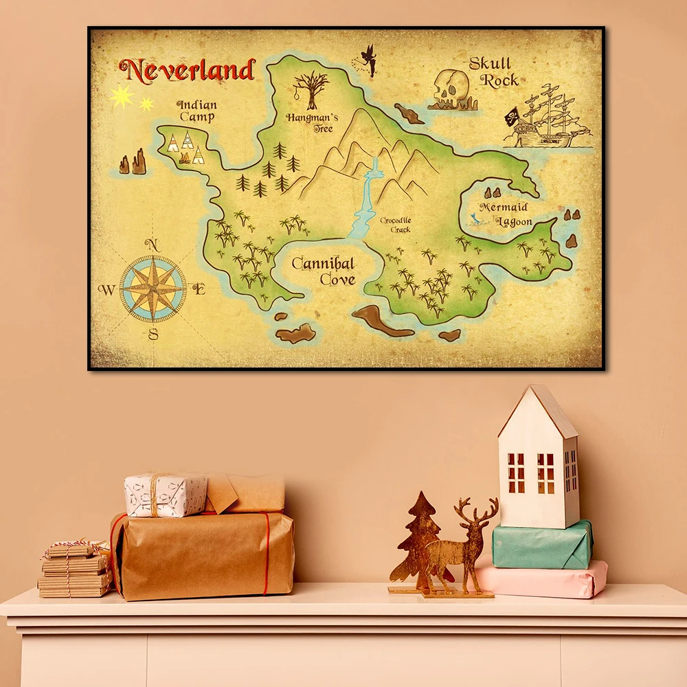 Neverland Poster Disney Vintage Wall Art Canvas Painting Print Peter Pan Home Map Pictures for Kids Playroom Home Decor Cuadros
Neverland Poster Disney Vintage Wall Art Canvas Painting Print Peter Pan Home Map Pictures for Kids Playroom Home Decor Cuadros