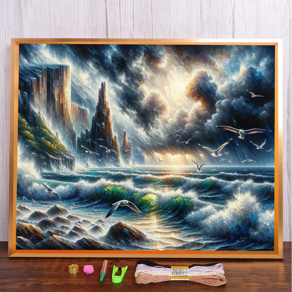 Landscape Stomy Sea Pre-Printed Cross Stitch Full Kit DIY Embroidery Painting Handicraft Craft Sewing Stamped Counted For Adults
Landscape Stomy Sea Pre-Printed Cross Stitch Full Kit DIY Embroidery Painting Handicraft Craft Sewing Stamped Counted For Adults