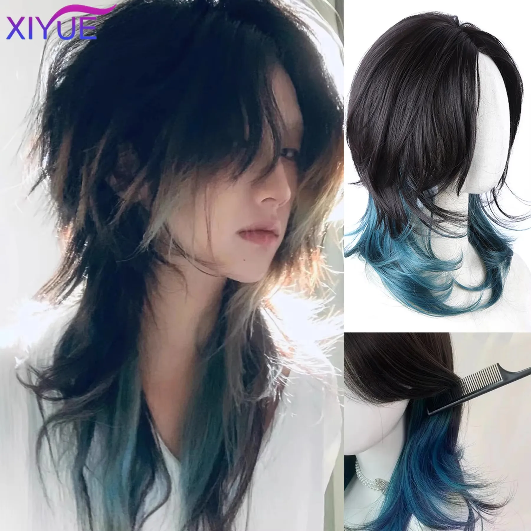 XIYUE Synthetic Black and Green Mullet Head Wig Synthetic Straight Fluffy Natural Wolf Tail Hair for Daily Use Party Cosplay
XIYUE Synthetic Black and Green Mullet Head Wig Synthetic Straight Fluffy Natural Wolf Tail Hair for Daily Use Party Cosplay