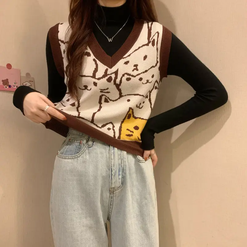 Pullover Sweater Vest Female 2023 Spring and Autumn Casual V Neck Outwear Knitted Sweater Vest Sleeveless Sweater Female Tops
Pullover Sweater Vest Female 2023 Spring and Autumn Casual V Neck Outwear Knitted Sweater Vest Sleeveless Sweater Female Tops