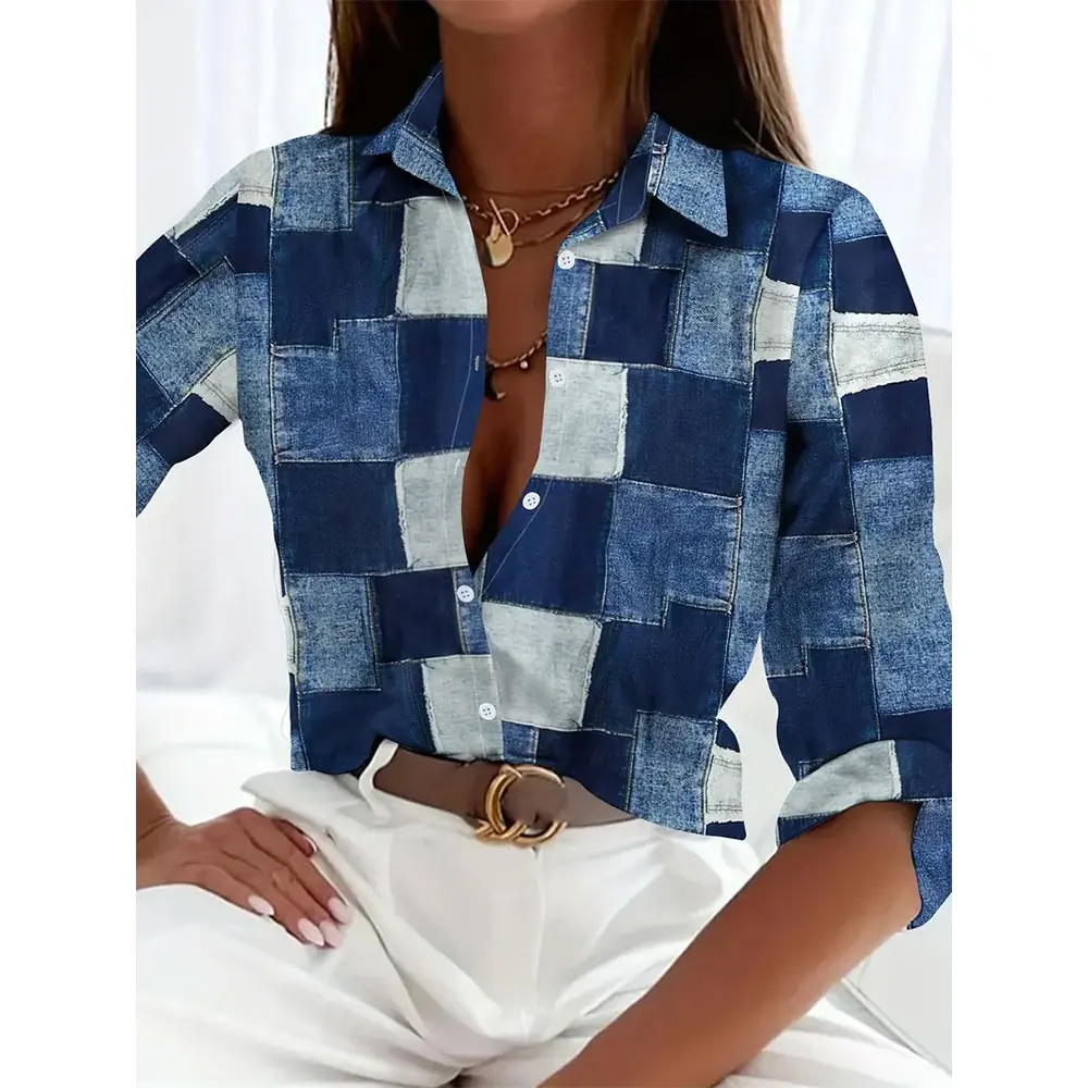 New Spring And Summer Women's Long-Sleeved Shirt Fashionable 3d Square Printed Single-Breasted Long Sleeve Button Basic Shirts
New Spring And Summer Women's Long-Sleeved Shirt Fashionable 3d Square Printed Single-Breasted Long Sleeve Button Basic Shirts