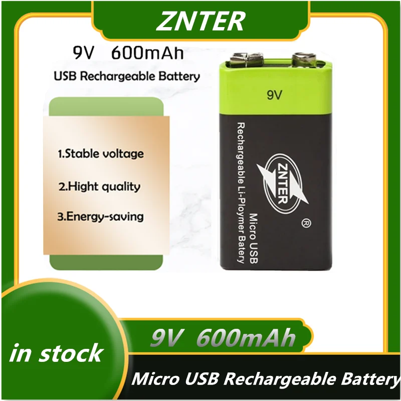 ZNTER Ultra-Efficient 9V 600mAh USB Rechargeable 9V Lithium Polymer Battery For RC Camera Drone Accessories Charge by USB cable
ZNTER Ultra-Efficient 9V 600mAh USB Rechargeable 9V Lithium Polymer Battery For RC Camera Drone Accessories Charge by USB cable