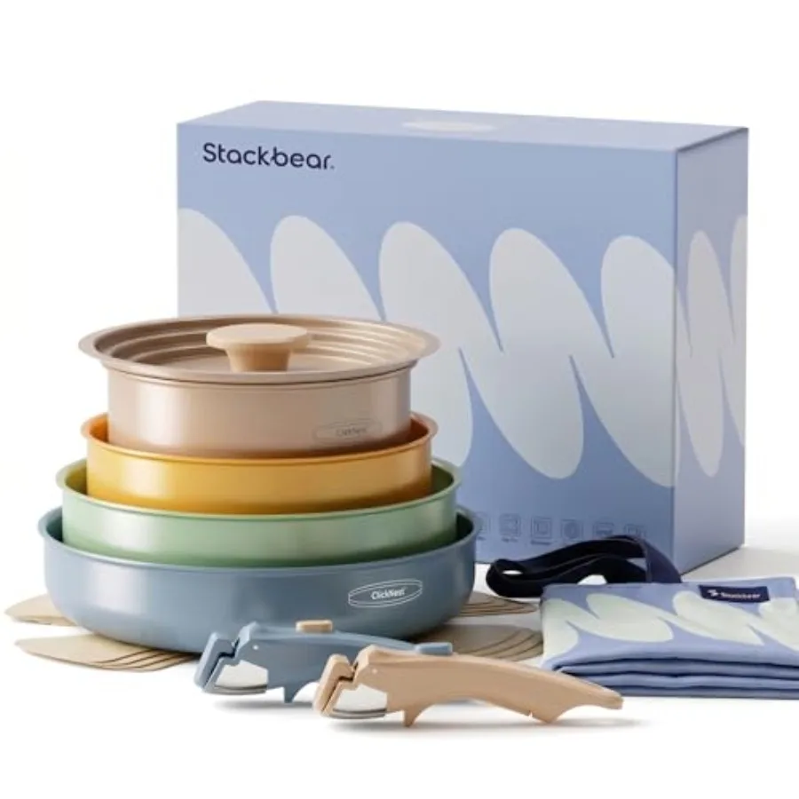 Ceramic Cookware Set, Detachable Handle Pots and Pans Non Stick, 12-Piece Camping Cooking Set Nonstick with Storage Bag, Anti-S
Ceramic Cookware Set, Detachable Handle Pots and Pans Non Stick, 12-Piece Camping Cooking Set Nonstick with Storage Bag, Anti-S