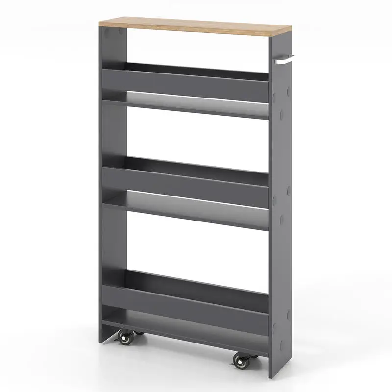 Rolling Kitchen Slim Storage Cart Mobile Shelving Organizer with Handle-Gray
Rolling Kitchen Slim Storage Cart Mobile Shelving Organizer with Handle-Gray