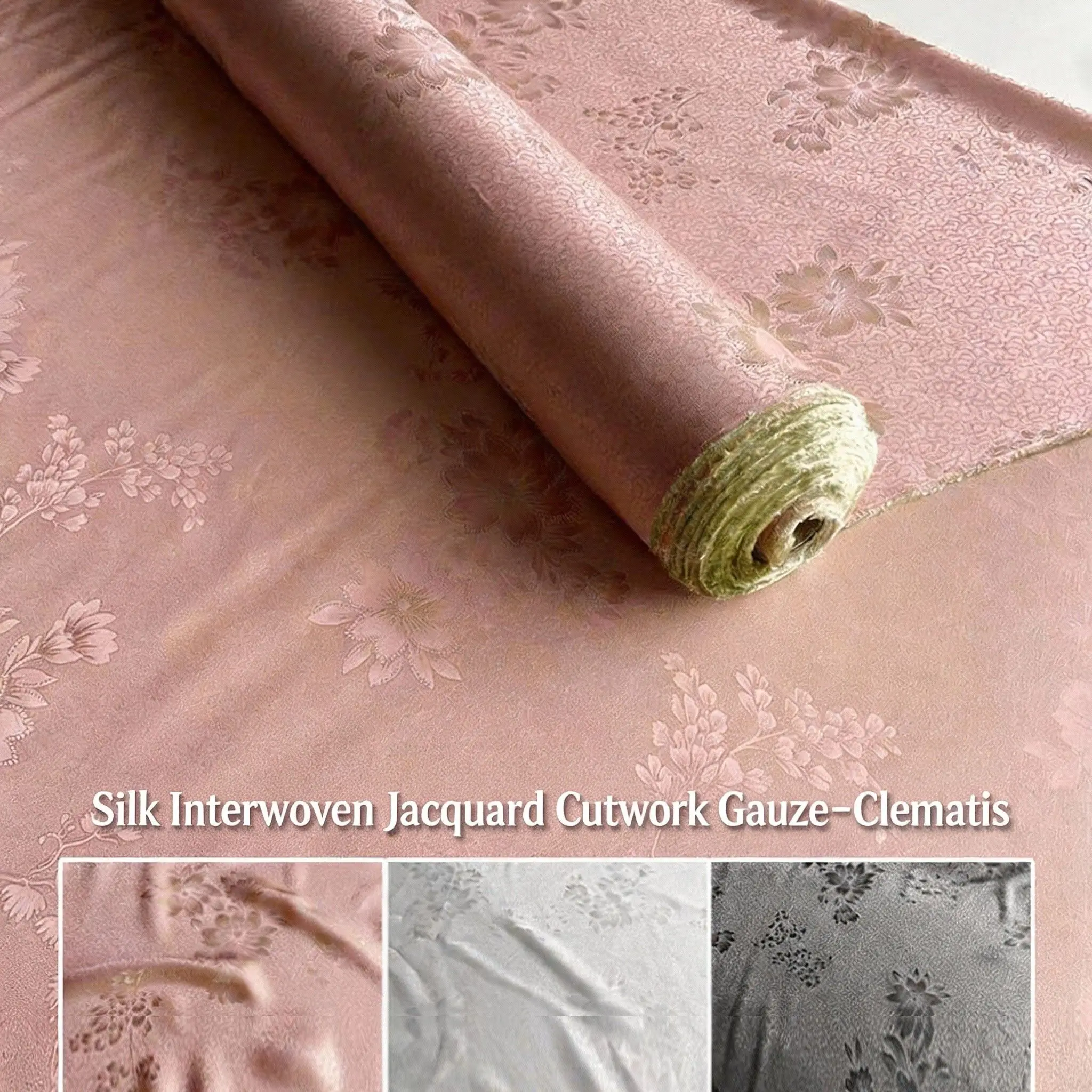 Шелковая ткань жаккардового плетения с узором «Клематис» — 100% натуральный шелк тутового шелкопряда, материал для пошива платьев и блузок, приятный для кожи
Шелковая ткань жаккардового плетения с узором «Клематис» — 100% натуральный шелк тутового шелкопряда, материал для пошива платьев и блузок, приятный для кожи