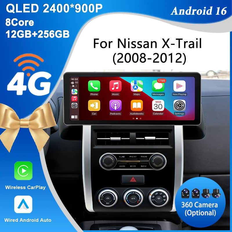 for Nissan X-Trail 2008-2012 Car Radio 12.3" Android 16 Wireless CarPlay GPS Navi BT WiFi QLED Touch Screen DSP Stereo Head Unit
for Nissan X-Trail 2008-2012 Car Radio 12.3" Android 16 Wireless CarPlay GPS Navi BT WiFi QLED Touch Screen DSP Stereo Head Unit