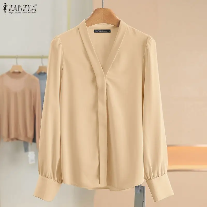 Элегантные блузки ZANZEA с длинным рукавом для женщин, весна 2026, однотонные пуловеры с V-образным вырезом, повседневные офисные блузки для женщин, размер 3XL
Элегантные блузки ZANZEA с длинным рукавом для женщин, весна 2026, однотонные пуловеры с V-образным вырезом, повседневные офисные блузки для женщин, размер 3XL
