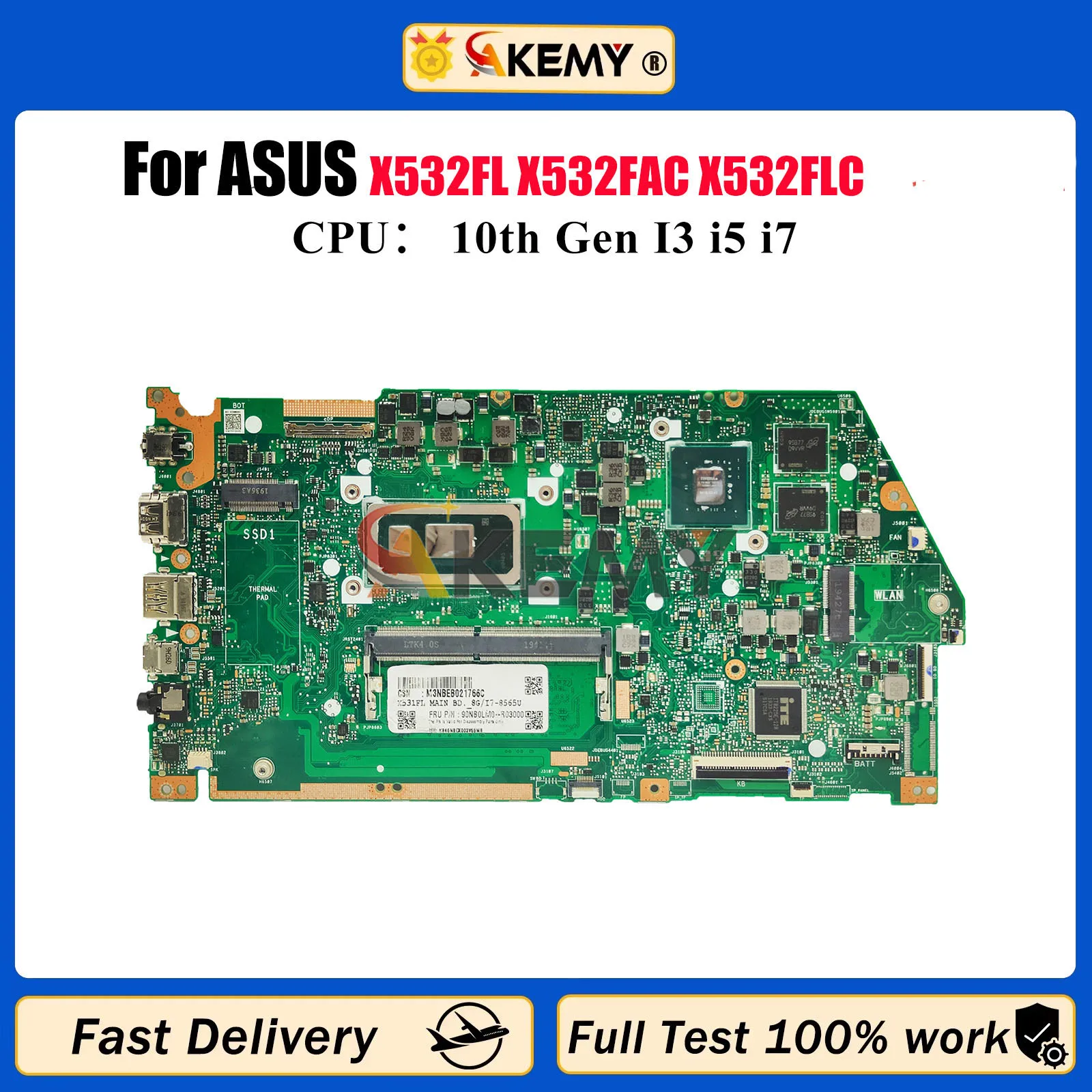 X532FL Laptop Motherboard For ASUS X532F S5500F S532F K532F V532F S531F K531F V531F X532FAC X532FLC Mainboard 10th Gen I3 i5 i7
X532FL Laptop Motherboard For ASUS X532F S5500F S532F K532F V532F S531F K531F V531F X532FAC X532FLC Mainboard 10th Gen I3 i5 i7
