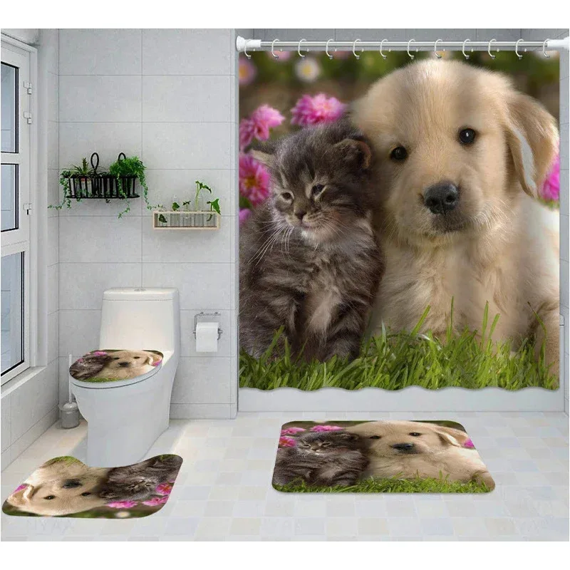 HJN234Pcs Funny Dog Shower Curtain Set Cute Black Bulldog Non-Slip RugsToilet Cover Bath Mat Pet Animal Rose Flower Bathroom6Jn
HJN234Pcs Funny Dog Shower Curtain Set Cute Black Bulldog Non-Slip RugsToilet Cover Bath Mat Pet Animal Rose Flower Bathroom6Jn