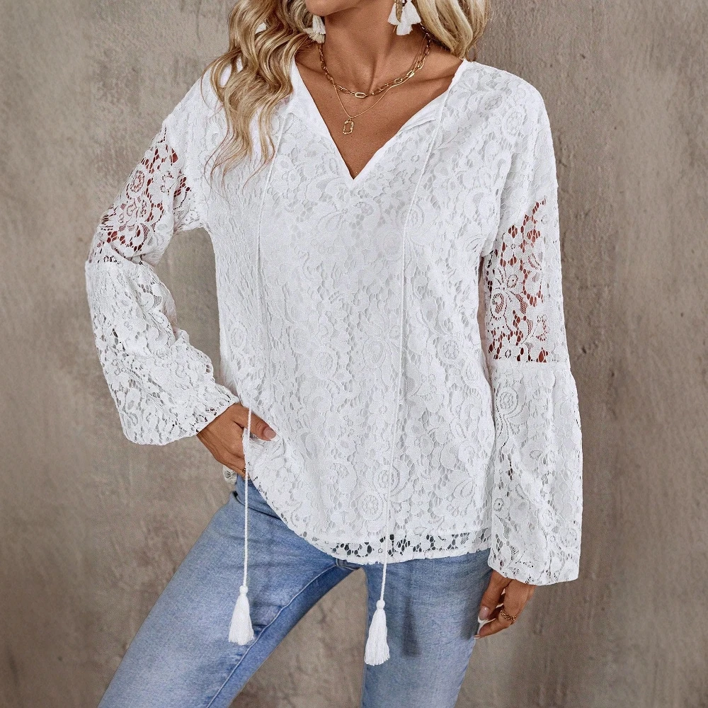 UNIKTEE женская летняя блузка модный однотонный ажурный повседневный прозрачный топ с длинными рукавами и v-образным вырезом на шнурке на весну и осень
UNIKTEE женская летняя блузка модный однотонный ажурный повседневный прозрачный топ с длинными рукавами и v-образным вырезом на шнурке на весну и осень