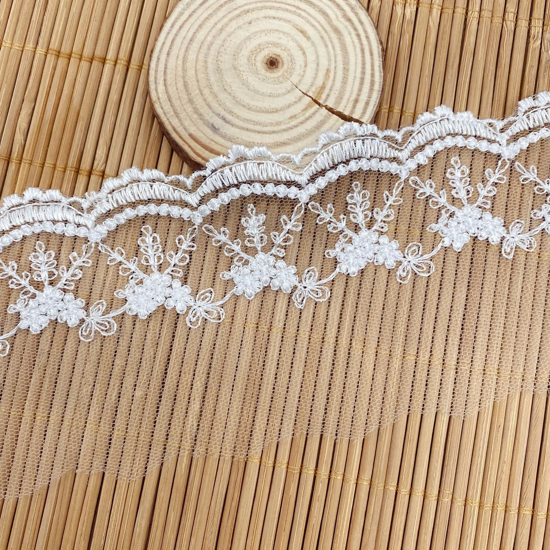 15Yard Crocheted Lace Dress with Polyester Netting and Floral Embellishments for Party Soluble Flower Lace Edging
15Yard Crocheted Lace Dress with Polyester Netting and Floral Embellishments for Party Soluble Flower Lace Edging
