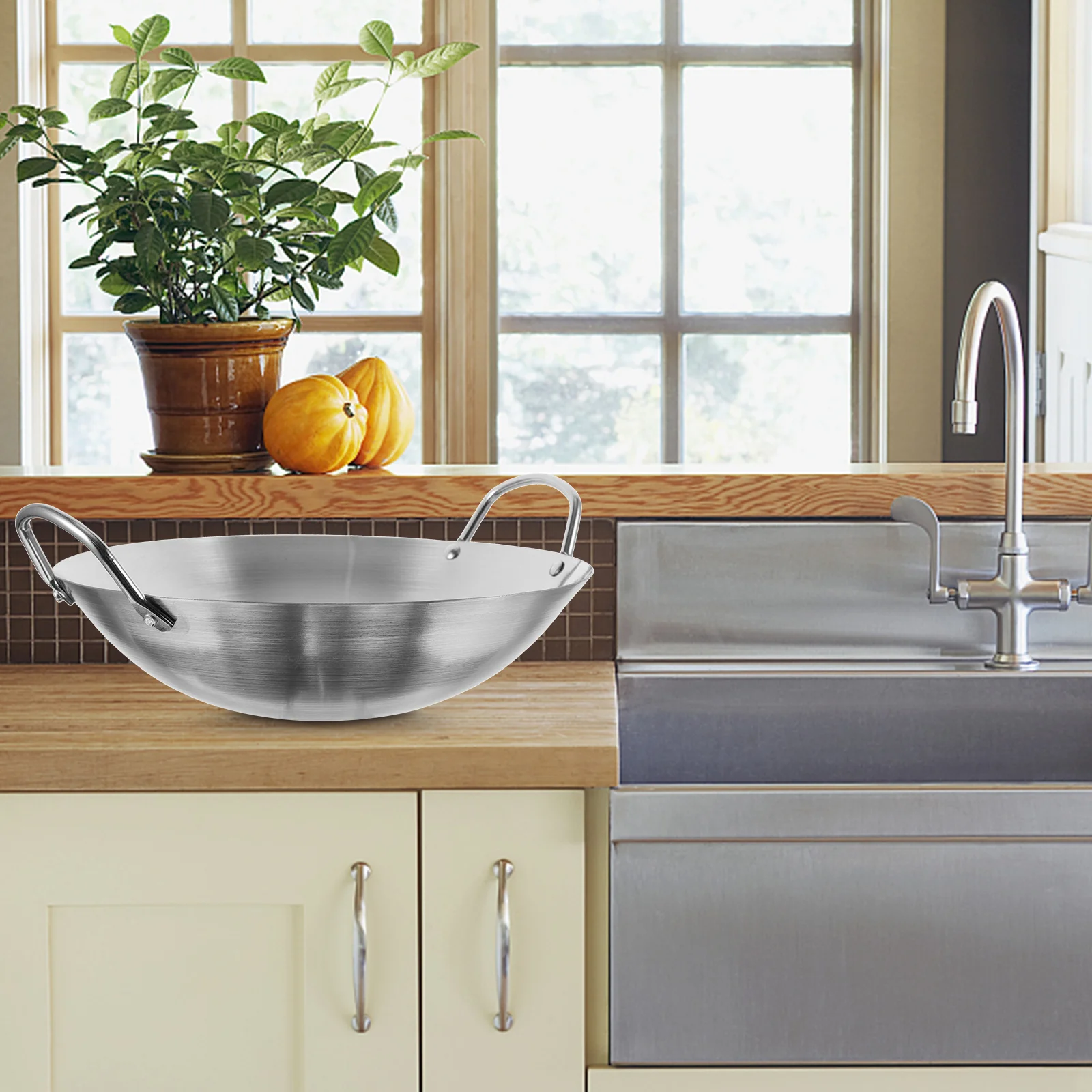 Stainless Steel Binaural Wok Cooking Pan For Home Kitchen Frying Vegetables Meat Multi-Functional Practical Wok Utensil
Stainless Steel Binaural Wok Cooking Pan For Home Kitchen Frying Vegetables Meat Multi-Functional Practical Wok Utensil