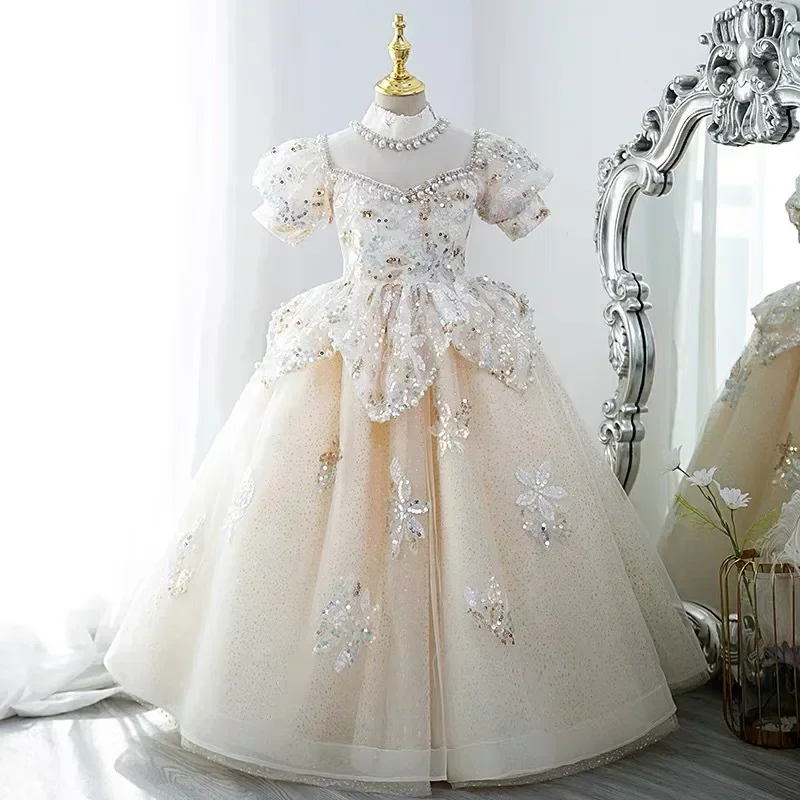 Children Pageant ball gown High-end Baby Princess dress Sequins Beaded Bubble sleeve Girls Dress Flower girl wedding Party dress
Children Pageant ball gown High-end Baby Princess dress Sequins Beaded Bubble sleeve Girls Dress Flower girl wedding Party dress