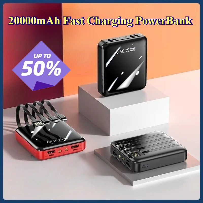 20000mAh Power Bank New Mini Built-in Line Large Capacity Fast Charging Mobile Power Supply
20000mAh Power Bank New Mini Built-in Line Large Capacity Fast Charging Mobile Power Supply