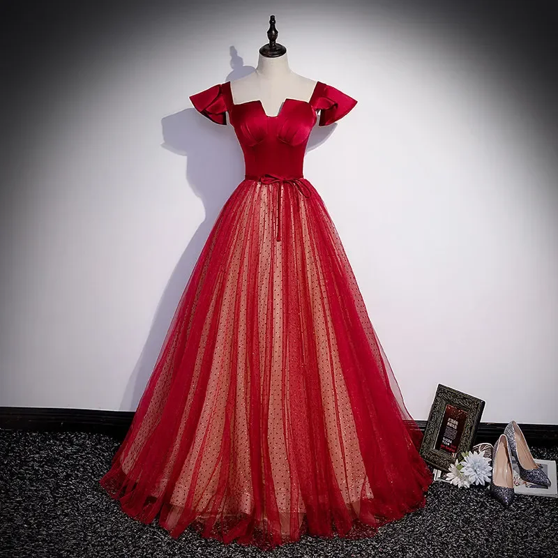Customized Evening Dress Red Satin Dots Tulle Ruffles Short Sleeves Bow Floor-Length A-Line Plus size Woman Party Formal Gowns
Customized Evening Dress Red Satin Dots Tulle Ruffles Short Sleeves Bow Floor-Length A-Line Plus size Woman Party Formal Gowns