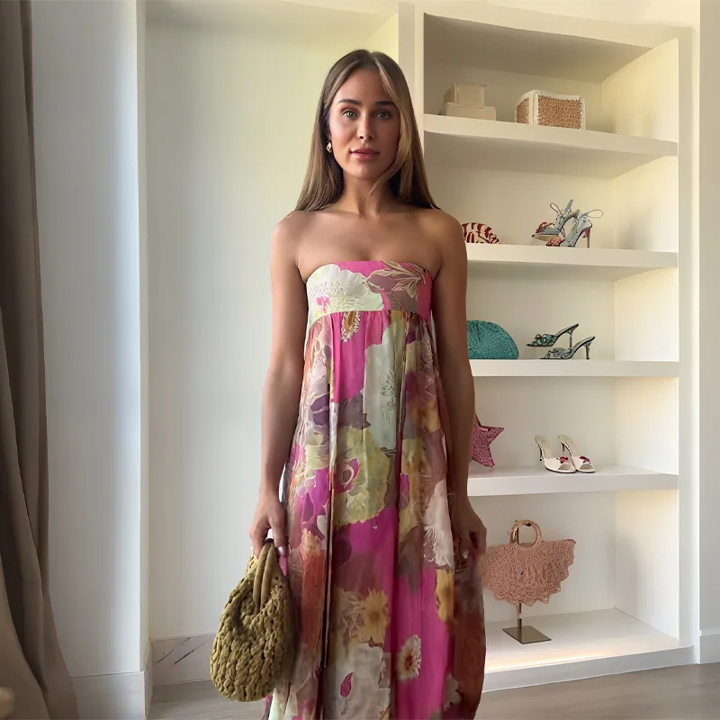 Strapless Dress Printed Women Long Dress Backless Pleats A-line Large Hem Robe 2025 Summer Elegant Female Party Holiday Vestidos
Strapless Dress Printed Women Long Dress Backless Pleats A-line Large Hem Robe 2025 Summer Elegant Female Party Holiday Vestidos