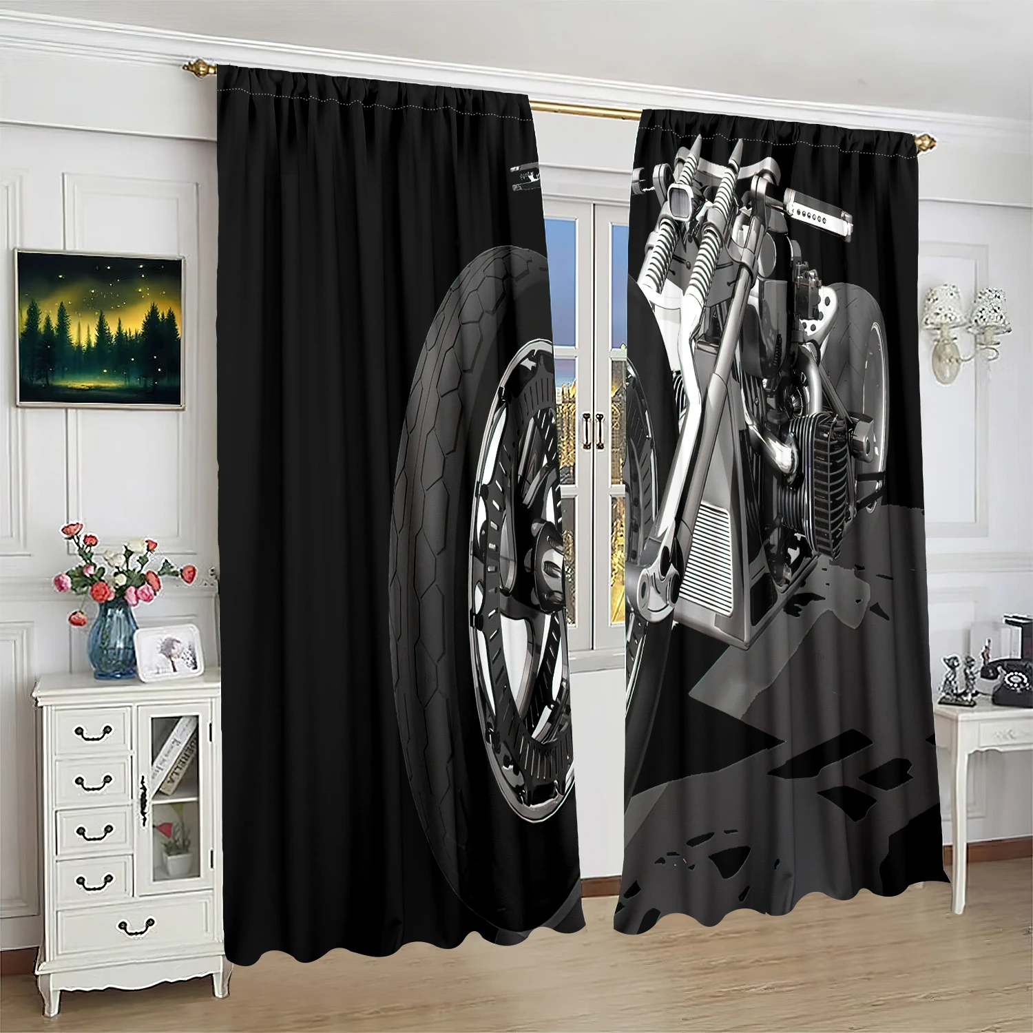 2 pieces - Motorcycle curtain - Polyester material - Bedroom, living room, study private curtain - customizable pattern
2 pieces - Motorcycle curtain - Polyester material - Bedroom, living room, study private curtain - customizable pattern