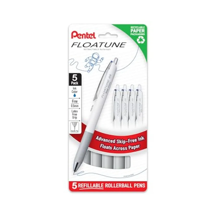 Floatune Retractable Rollerball, 0.5mm Fine Point, Ink, 5-pk BZN205PF5C
Floatune Retractable Rollerball, 0.5mm Fine Point, Ink, 5-pk BZN205PF5C