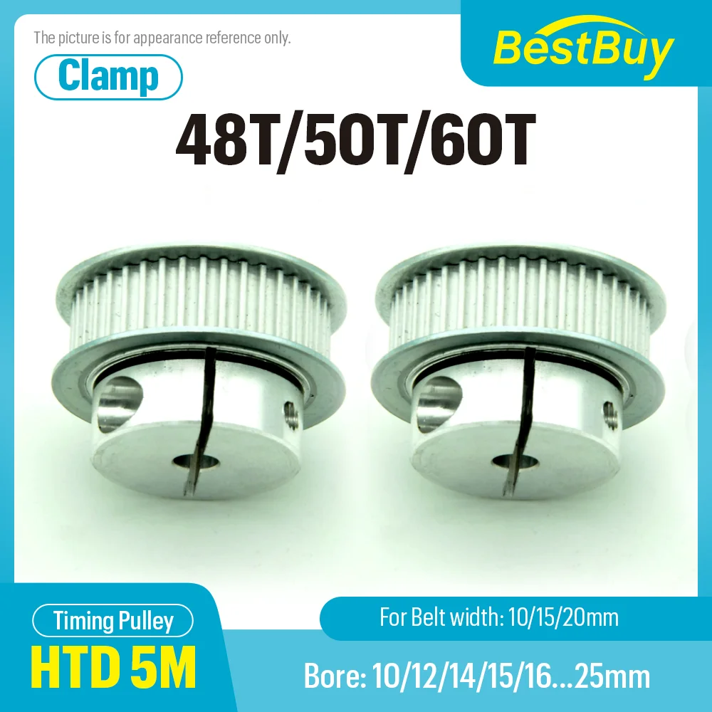 HTD 5M BF Clamping Type Synchronous 48T/50T/60 Teeth Wheels Bore 10-25mm for Belt width 10/15/20mm 3D Printer Accessories
HTD 5M BF Clamping Type Synchronous 48T/50T/60 Teeth Wheels Bore 10-25mm for Belt width 10/15/20mm 3D Printer Accessories