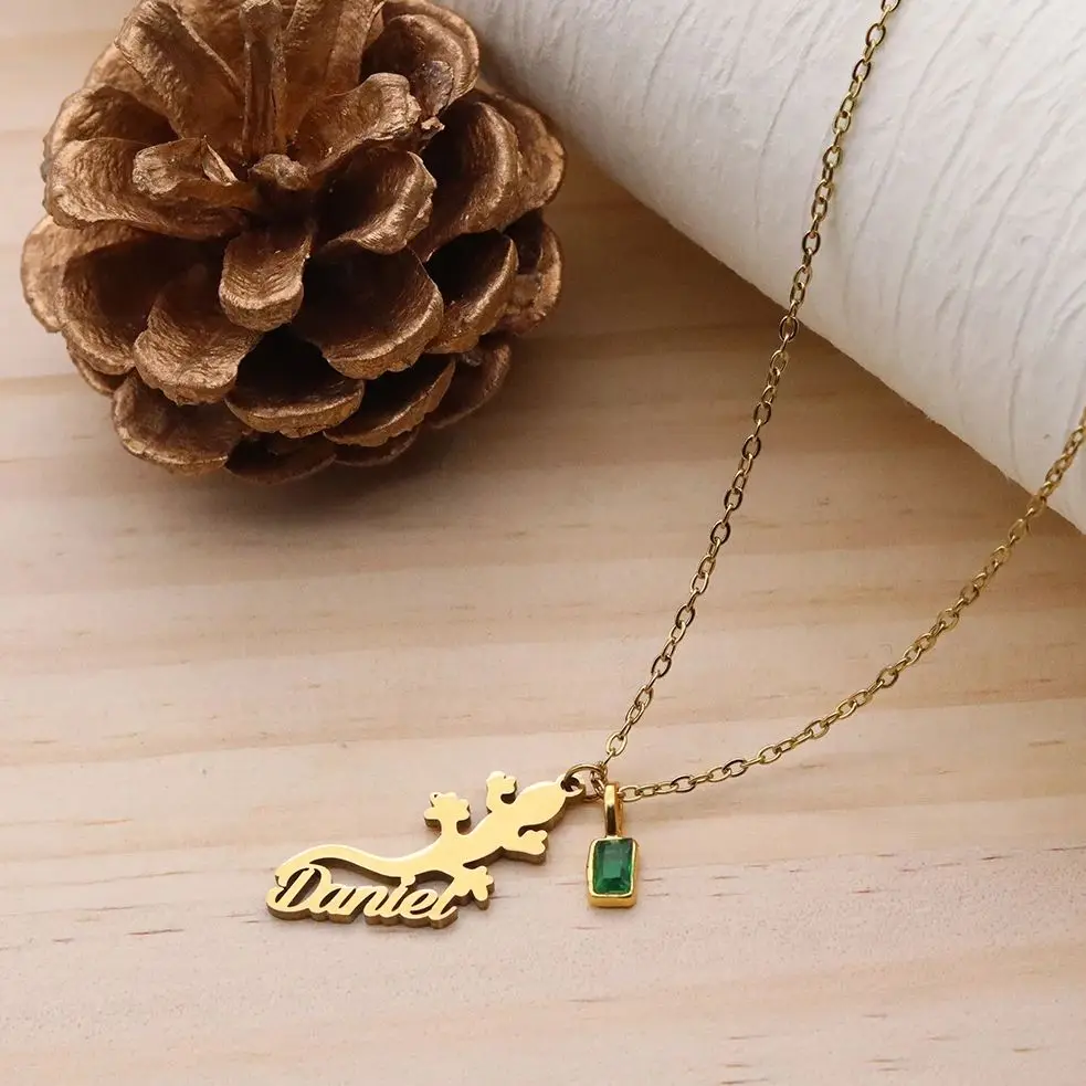 Ожерелье с подвеской в виде геккона Todorova Custom Name Lucky Lizard для женщин, цепочка из нержавеющей стали, украшение с изображением дикой природы и рептилий, подарок
Ожерелье с подвеской в виде геккона Todorova Custom Name Lucky Lizard для женщин, цепочка из нержавеющей стали, украшение с изображением дикой природы и рептилий, подарок