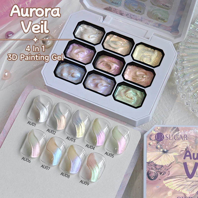 UR SUGAR 9 Colors Aurora Texture 3D Painting Gel Palette For Nail Relief Design Gradient Semi Permanent UV LED For Nails Salon
UR SUGAR 9 Colors Aurora Texture 3D Painting Gel Palette For Nail Relief Design Gradient Semi Permanent UV LED For Nails Salon
