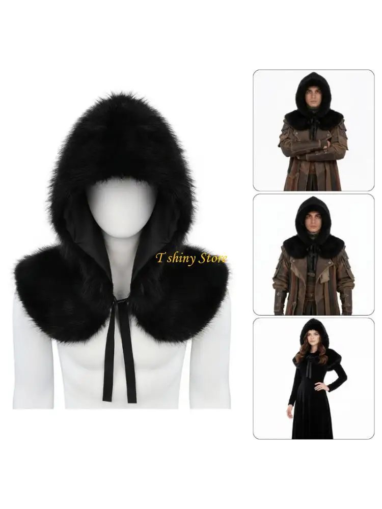 N58F Medieval Faux Plush Hooded Capelet Hat Adjustable for Role Playing LARP Event and Winter Warmth Protections
N58F Medieval Faux Plush Hooded Capelet Hat Adjustable for Role Playing LARP Event and Winter Warmth Protections