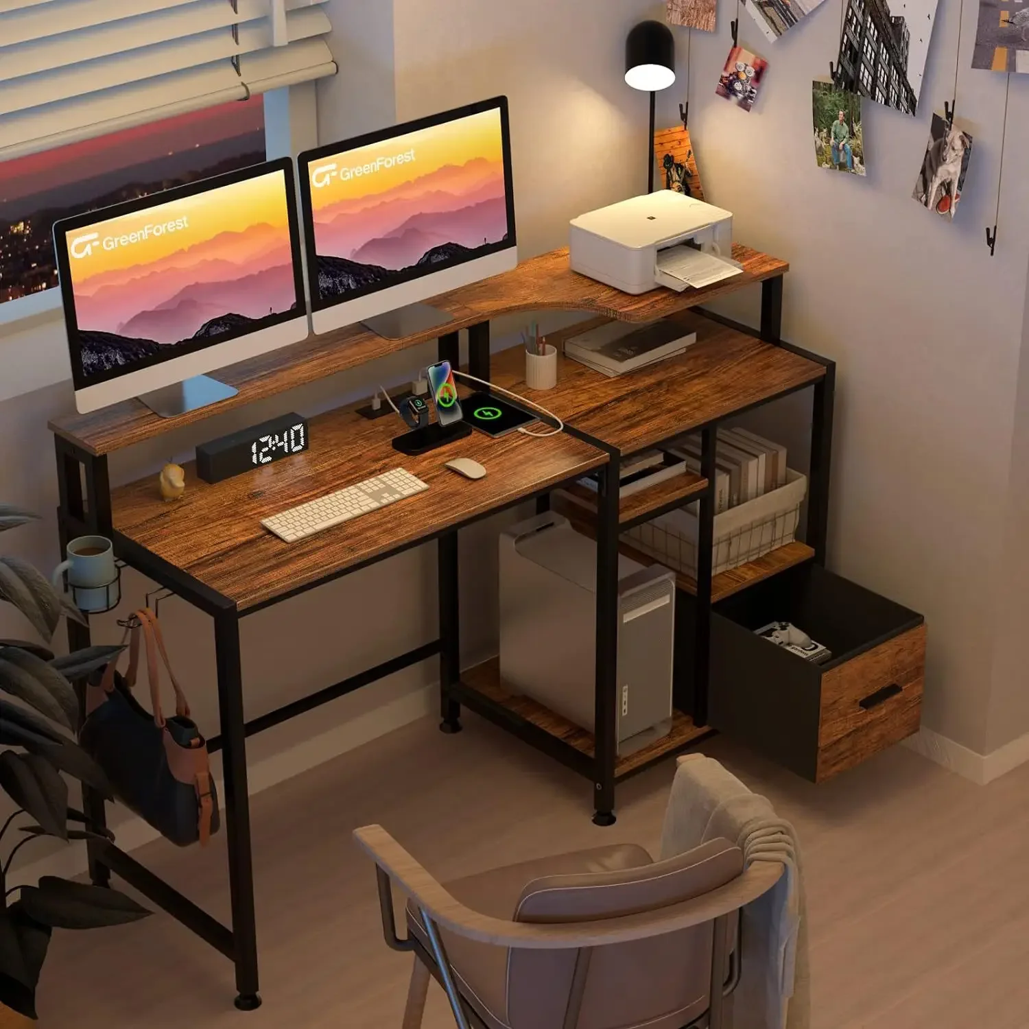 -Computer Desk With Drawer And Power Outlets Stand Pc Computer Table
-Computer Desk With Drawer And Power Outlets Stand Pc Computer Table