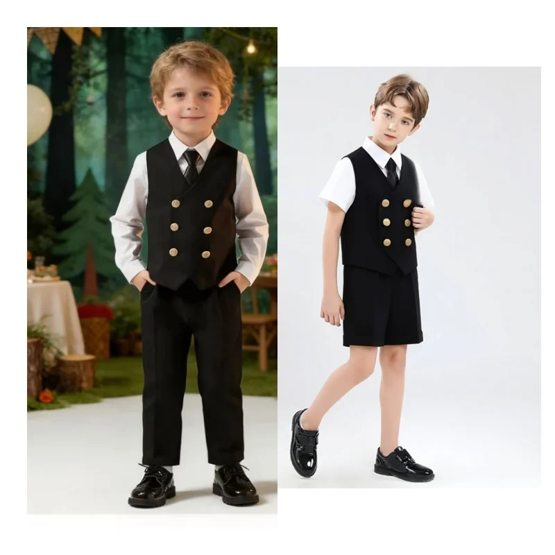 Summer Autumn Children's Vest Set Flower Boy Wedding Attire First Birthday Outfit Big Kids' Piano Host Performance Costume
Summer Autumn Children's Vest Set Flower Boy Wedding Attire First Birthday Outfit Big Kids' Piano Host Performance Costume