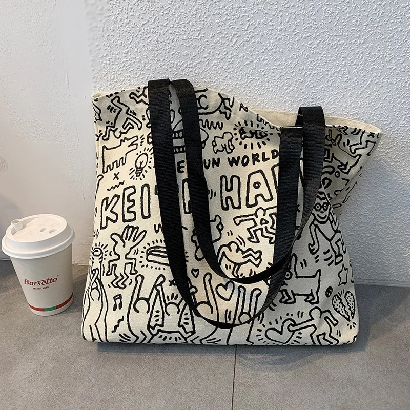 Fashion Simple Cartoon Pattern Canvas Tote Bags for Women Leisure Cute Student Large Capacity Backpack Shoulder Bag Handbags
Fashion Simple Cartoon Pattern Canvas Tote Bags for Women Leisure Cute Student Large Capacity Backpack Shoulder Bag Handbags