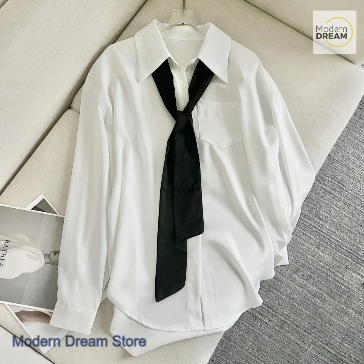 Korean style pure desire wind long-sleeved loose shirt top women's spring and autumn new design white sense minority tie shirt
Korean style pure desire wind long-sleeved loose shirt top women's spring and autumn new design white sense minority tie shirt