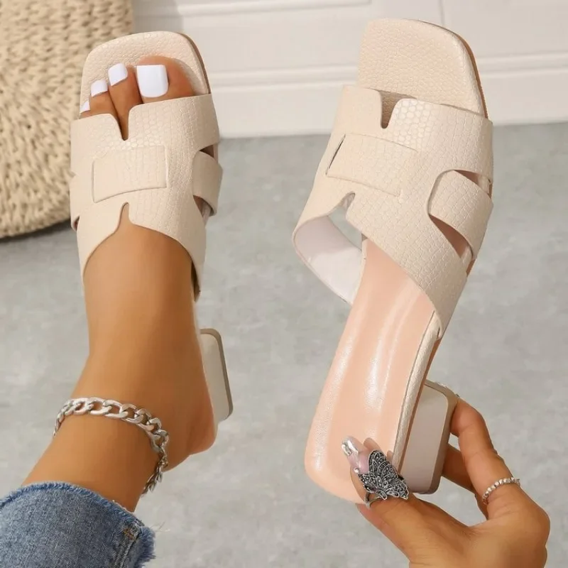 Women's Chunky Heeled Sandals, Fashion Square Open Toe Slip On Heels, Elegant Wedding White Sandals
Women's Chunky Heeled Sandals, Fashion Square Open Toe Slip On Heels, Elegant Wedding White Sandals