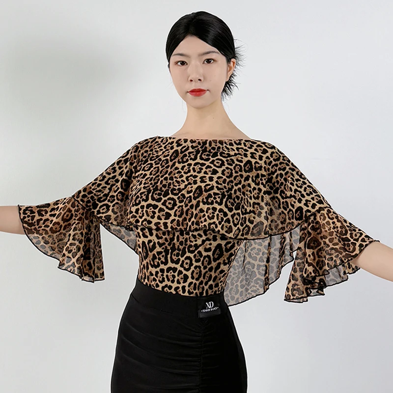 New Ballroom Dance Top Women Leopard Print Flared Sleeve Top Standard Modern Dancing Outfit Adult Ballroom Training Wear AMY3784
New Ballroom Dance Top Women Leopard Print Flared Sleeve Top Standard Modern Dancing Outfit Adult Ballroom Training Wear AMY3784