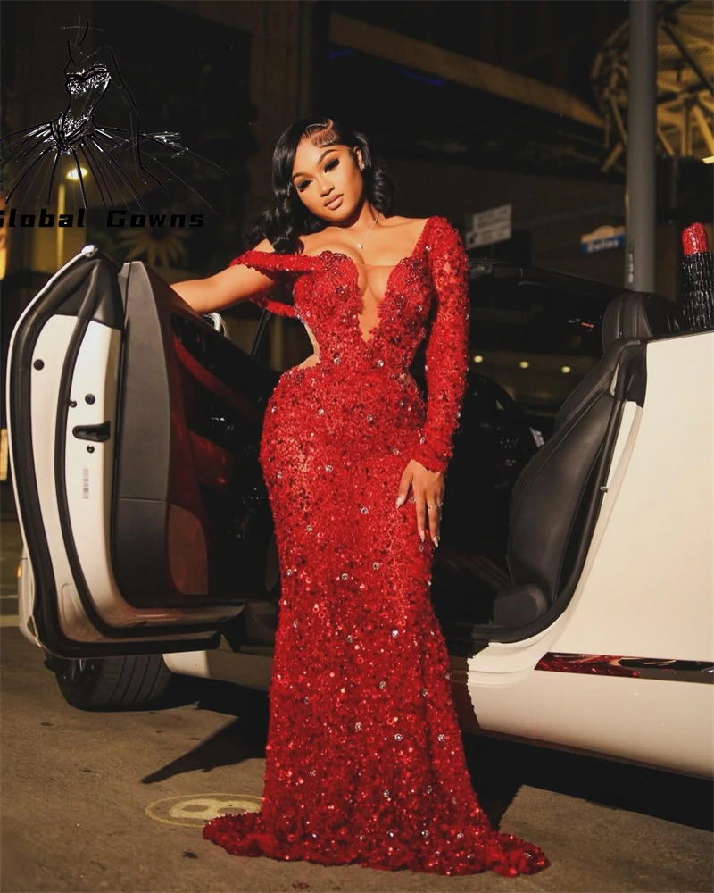 Red One Shoulder Luxury Deal Long Prom Dress For Black Girls 2024 Bead Rhinestone Birthday Party Dresses Evening Gown Customized
Red One Shoulder Luxury Deal Long Prom Dress For Black Girls 2024 Bead Rhinestone Birthday Party Dresses Evening Gown Customized