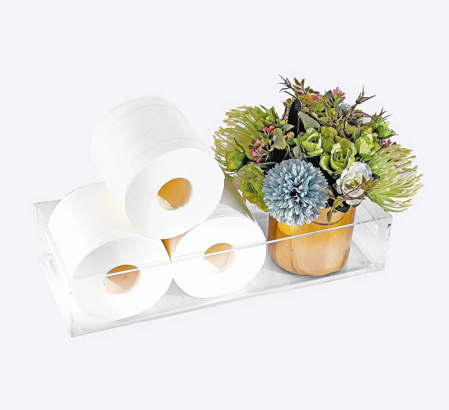 Acrylic Toilet Paper Holder with Storage, Clear Bathroom Tray with Handle and Non-Slip Mats for Toilet Tank Top, Vanity Organizer for Home Decor
Acrylic Toilet Paper Holder with Storage, Clear Bathroom Tray with Handle and Non-Slip Mats for Toilet Tank Top, Vanity Organizer for Home Decor