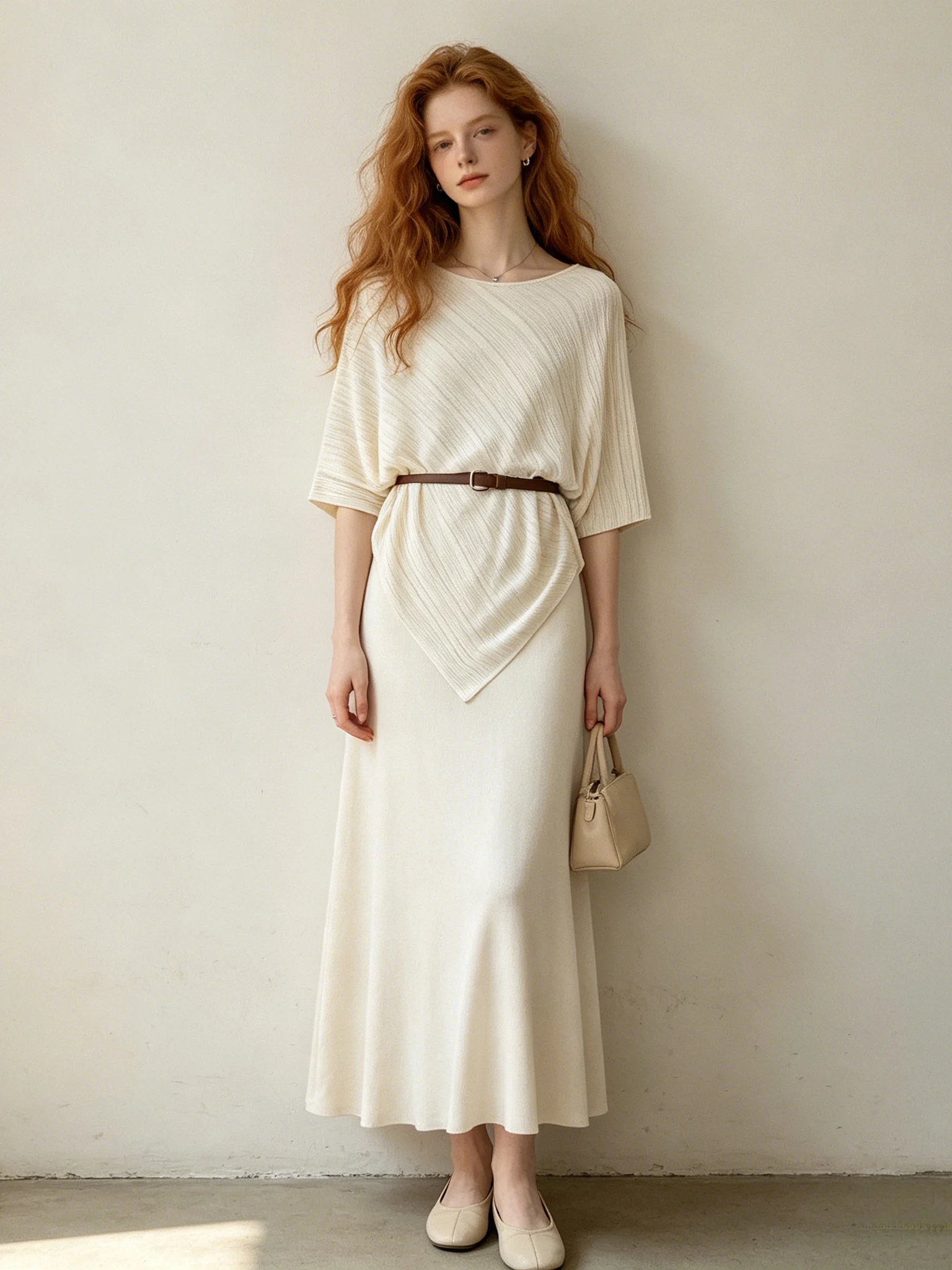 Elegant Batwing Sleeve Two-Piece Set Women's Summer Slimming Ensemble Lightweight Mature A-Line Skirt Skin-friendly Casual Wear
Elegant Batwing Sleeve Two-Piece Set Women's Summer Slimming Ensemble Lightweight Mature A-Line Skirt Skin-friendly Casual Wear