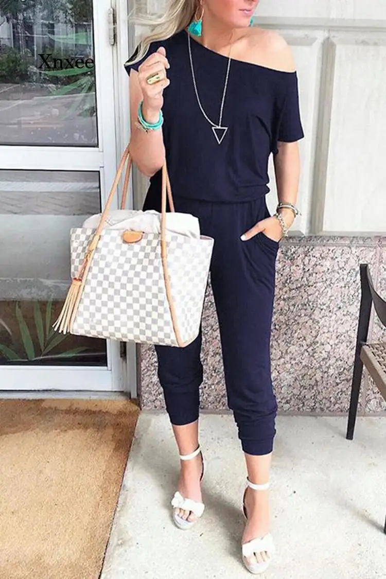 Summer Casual Solid Sexy Off Shoulder Short Sleeve Jumpsuits 2022 New Women Fashion Slim Elegant Long Rompers Female
Summer Casual Solid Sexy Off Shoulder Short Sleeve Jumpsuits 2022 New Women Fashion Slim Elegant Long Rompers Female
