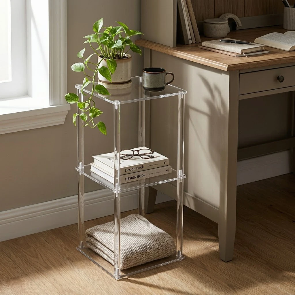 Clear Acrylic Side Table, 3-Tier Narrow End Table for Small Spaces, Drink Table for Living Room Sofa & Bedroom, Modern Display Shelf & Nightstand, Easy Assembly, 9.8 x 9.8 x 23.6 In
Clear Acrylic Side Table, 3-Tier Narrow End Table for Small Spaces, Drink Table for Living Room Sofa & Bedroom, Modern Display Shelf & Nightstand, Easy Assembly, 9.8 x 9.8 x 23.6 In
