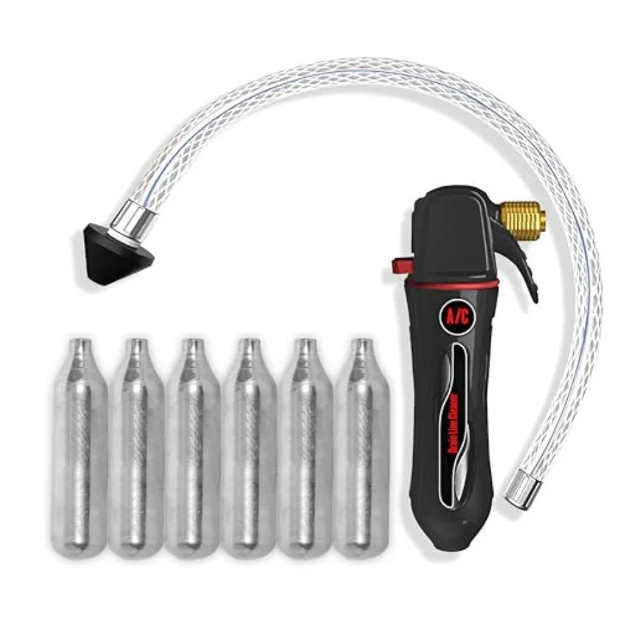 BRODYS Drain Device - AC Drain Line Cleaner Device, with a flexible hose to Clear all HVAC Clogs, Comes with 6 Unthreaded CO2 C
BRODYS Drain Device - AC Drain Line Cleaner Device, with a flexible hose to Clear all HVAC Clogs, Comes with 6 Unthreaded CO2 C